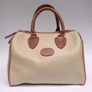 Marco Avané Cream and Whiskey Leather Doctor Bag 80s 90s Preppy Handbag